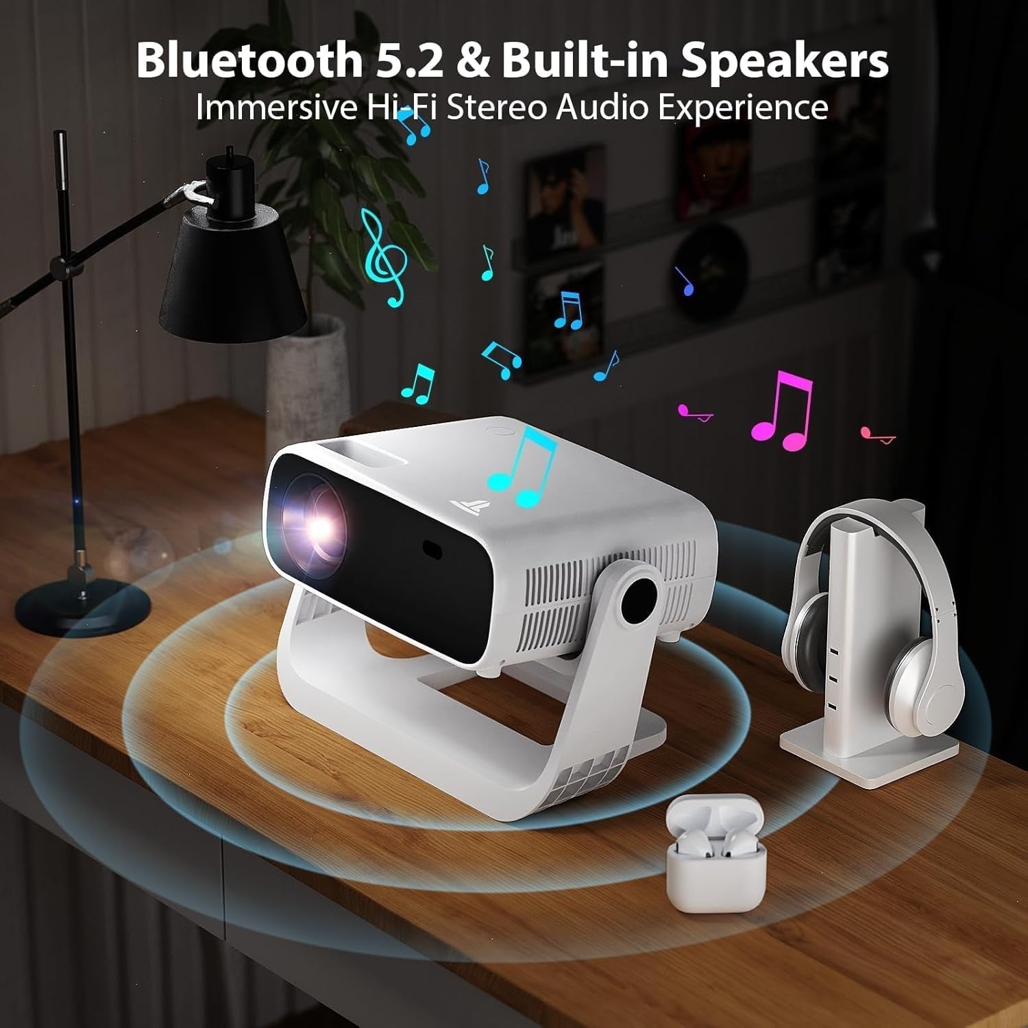 Android 11 Smart Projector 1080P WiFi 6 Bluetooth 28000 Lumens