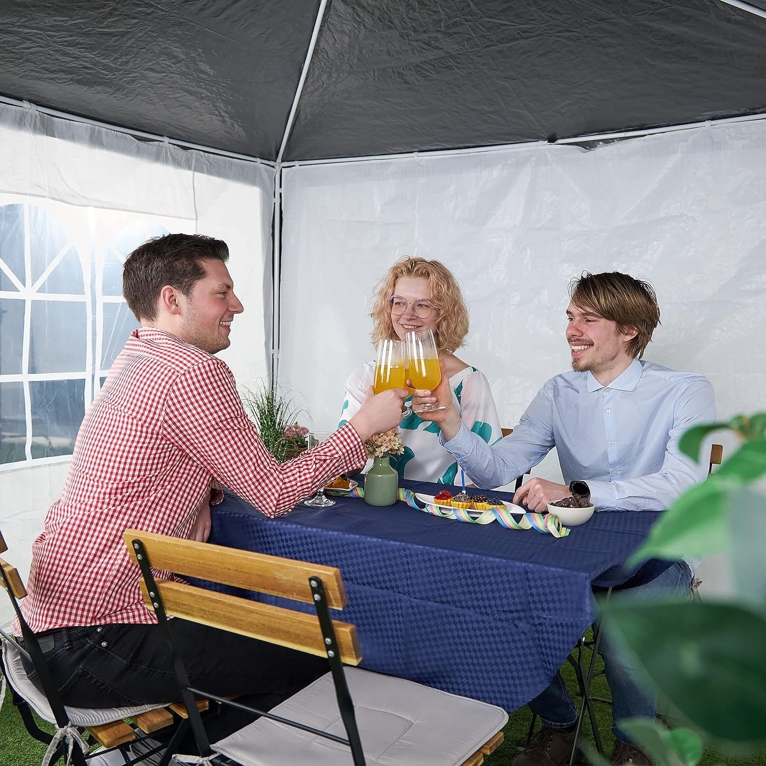Gazebo Side Panels 3pc Set 2x3m Waterproof Party Tent Walls w/ Window White