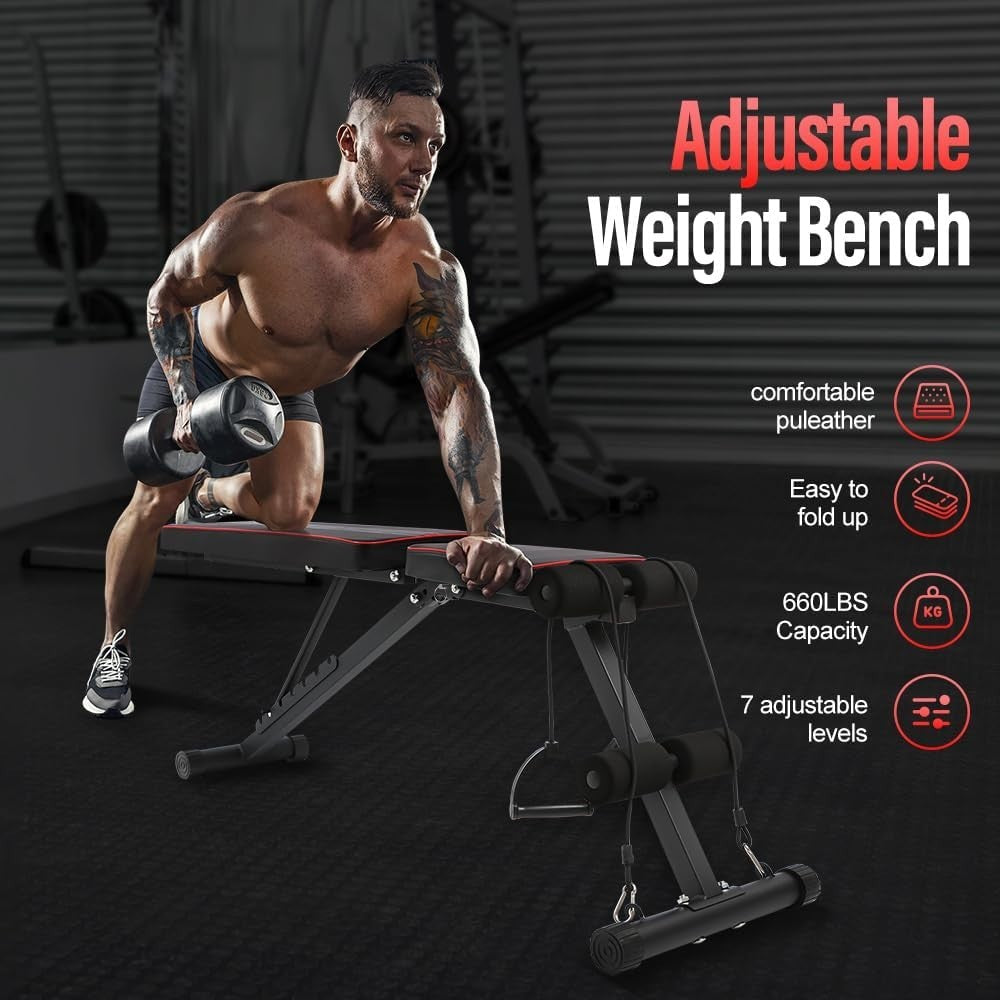 Adjustable Foldable Weight Bench Incline Decline 600lb Home Gym