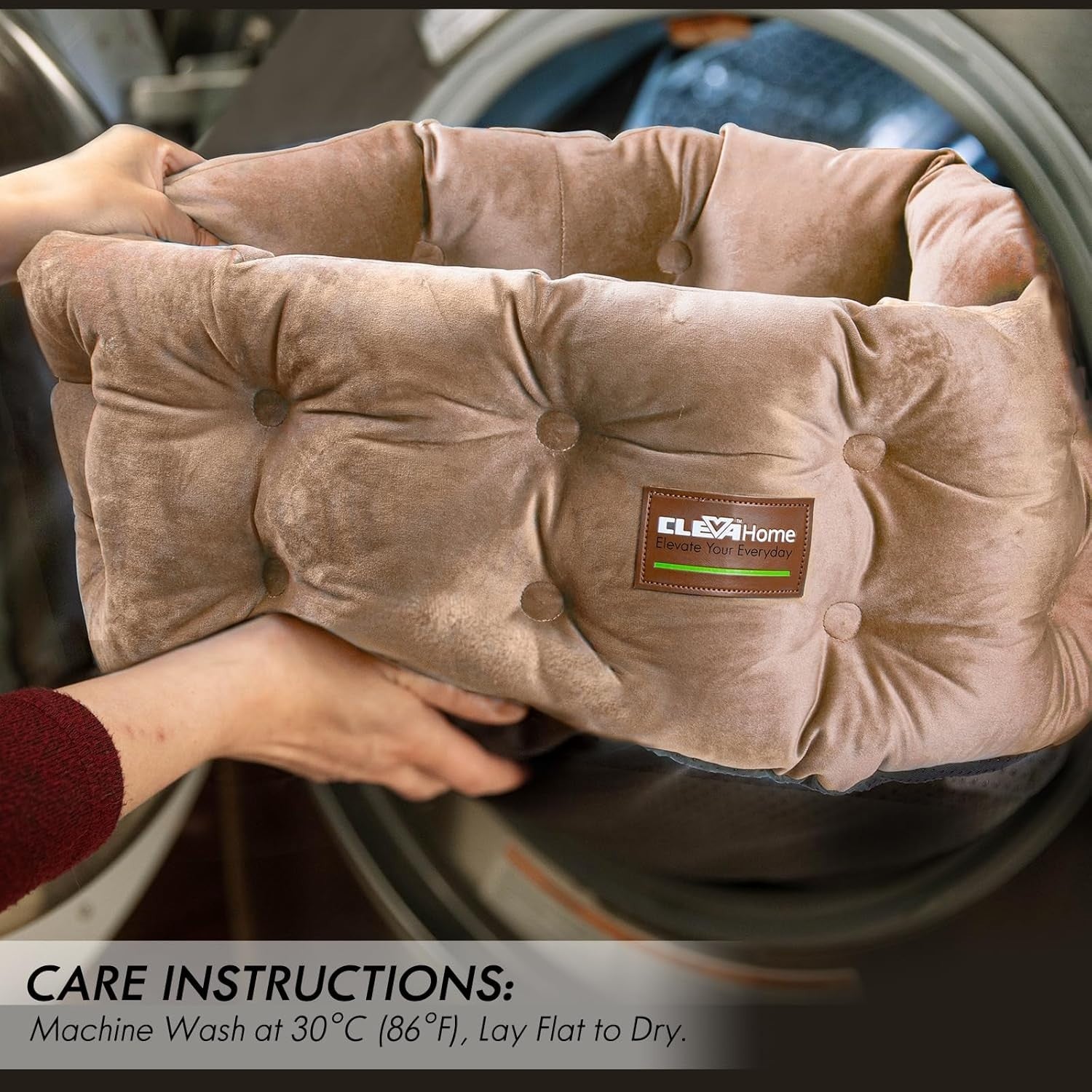 Deep Nest Cat Bed Round Plush Pet Bed High Sides Washable Non Slip