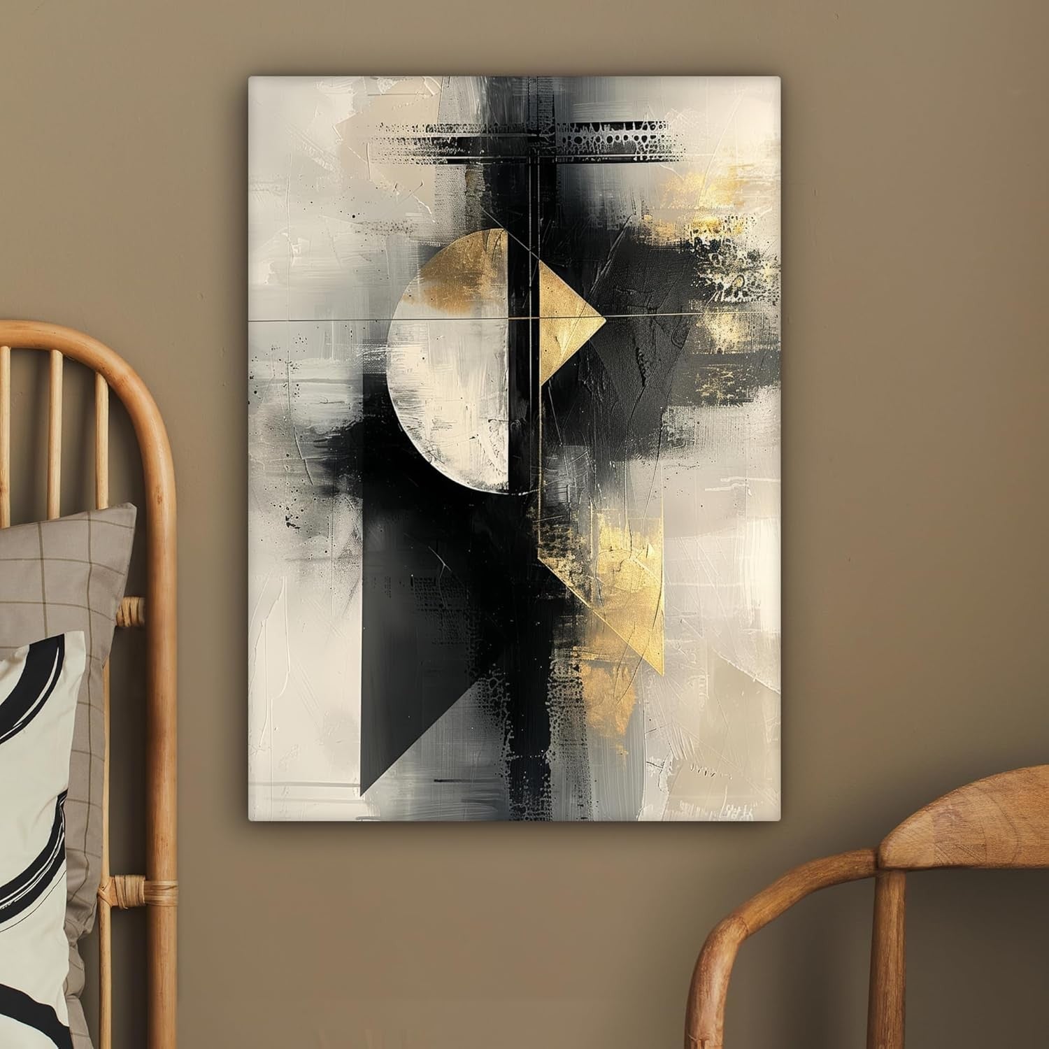 Large Framed Canvas Wall Art 50x70cm Gold Black Luxury Abstract