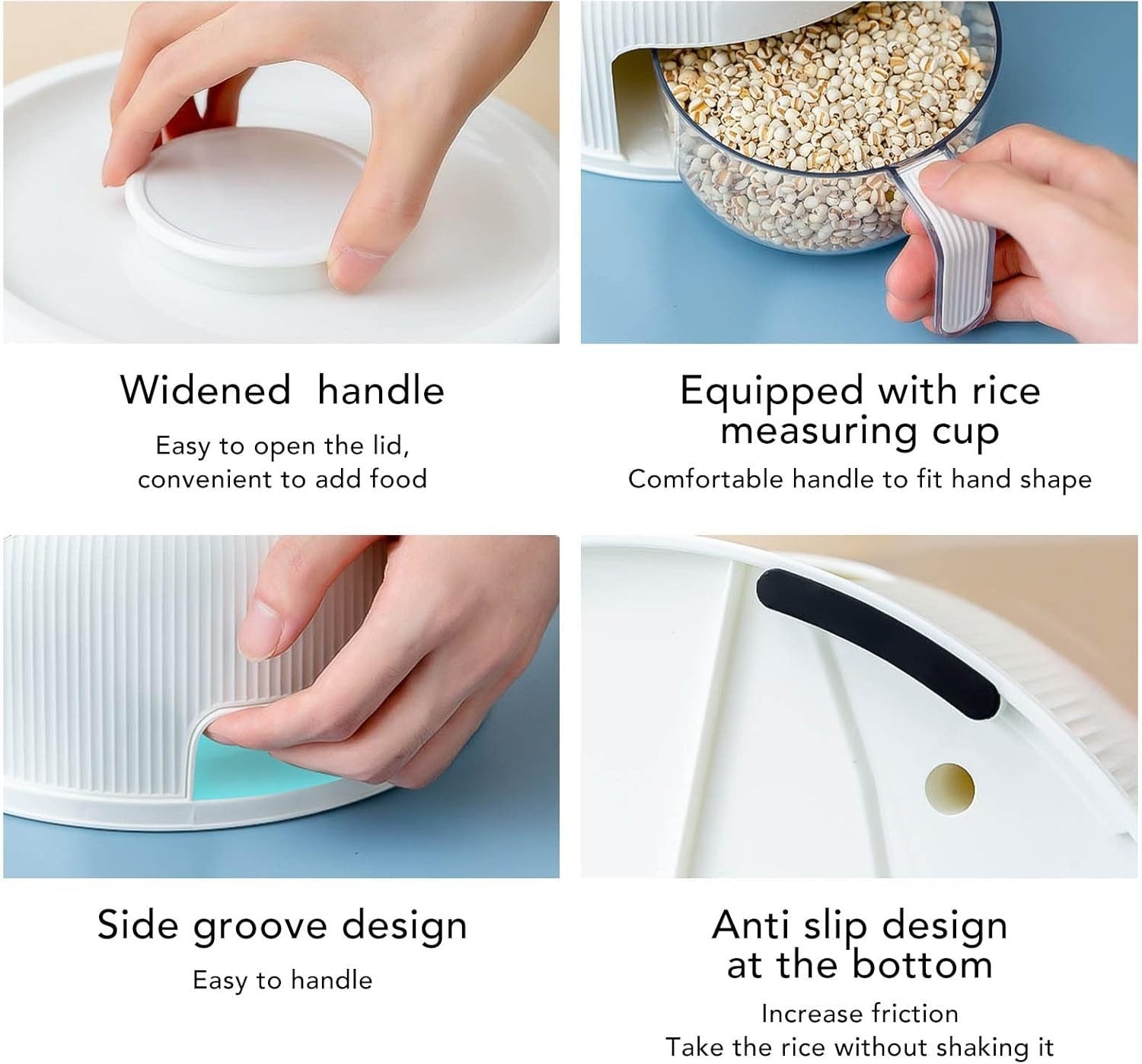 Rotating Grain Storage Dispenser 6 Grid Rice Bucket 12kg Dry Food Bin