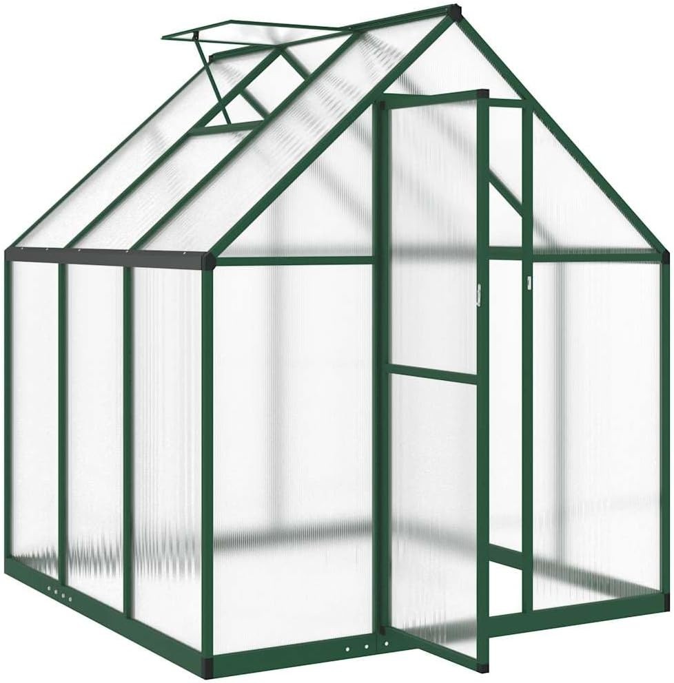 Large Aluminium Greenhouse 169x169x195cm Polycarbonate Panels with Base Frame