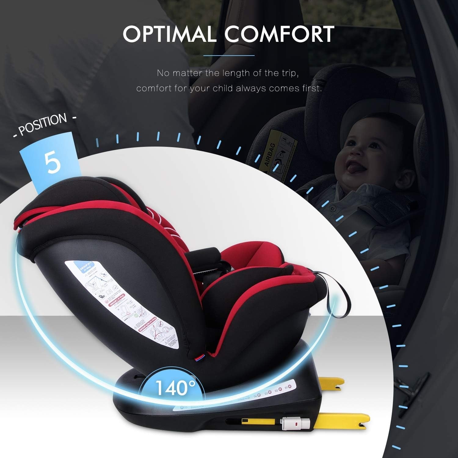 360° Swivel ISOFIX Child Car Seat Group 0+/1/2/3 0–36kg All