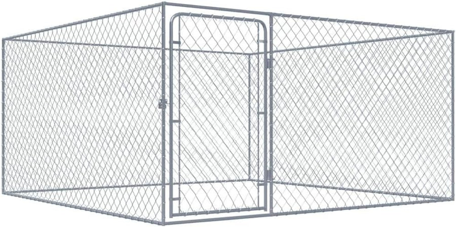 Heavy Duty Outdoor Dog Kennel 2x2x1m Galvanised Steel Run Cage with Lock Gate