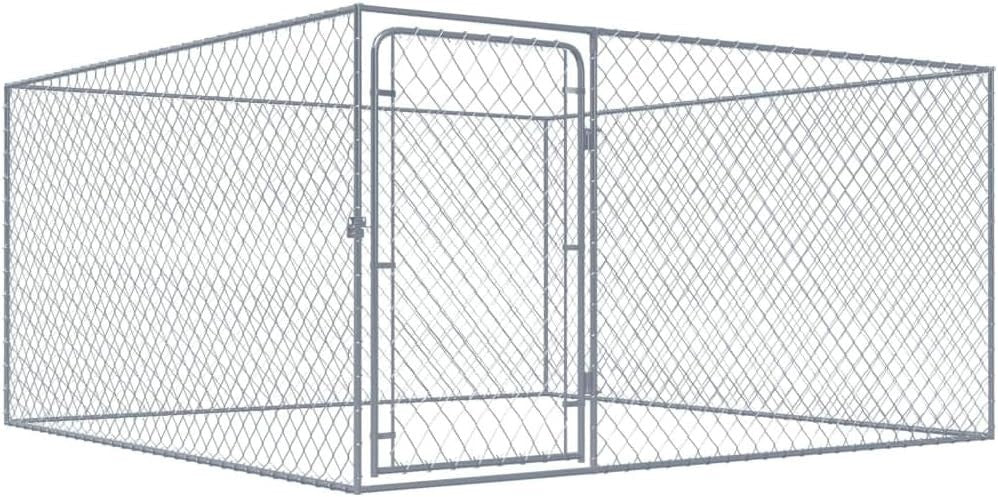 Heavy Duty Outdoor Dog Kennel 2x2x1m Galvanised Steel Run Cage with Lock Gate