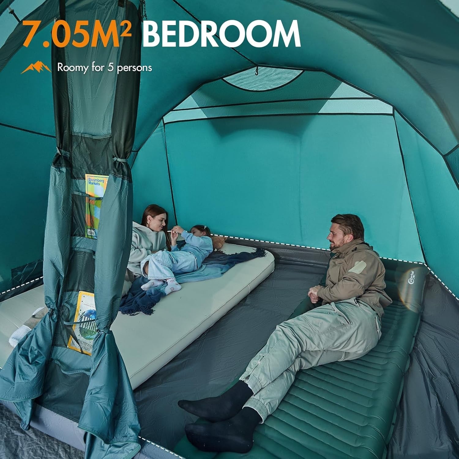 Green 4-5 Person Portal Luxury Camping Tent – Waterproof, Spacious