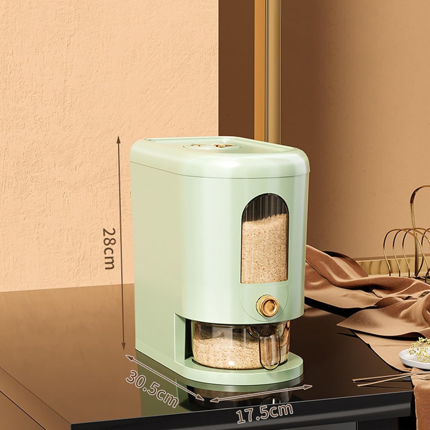 5KG Rice Dispenser Press Storage Container Moisture Proof Grain Bin