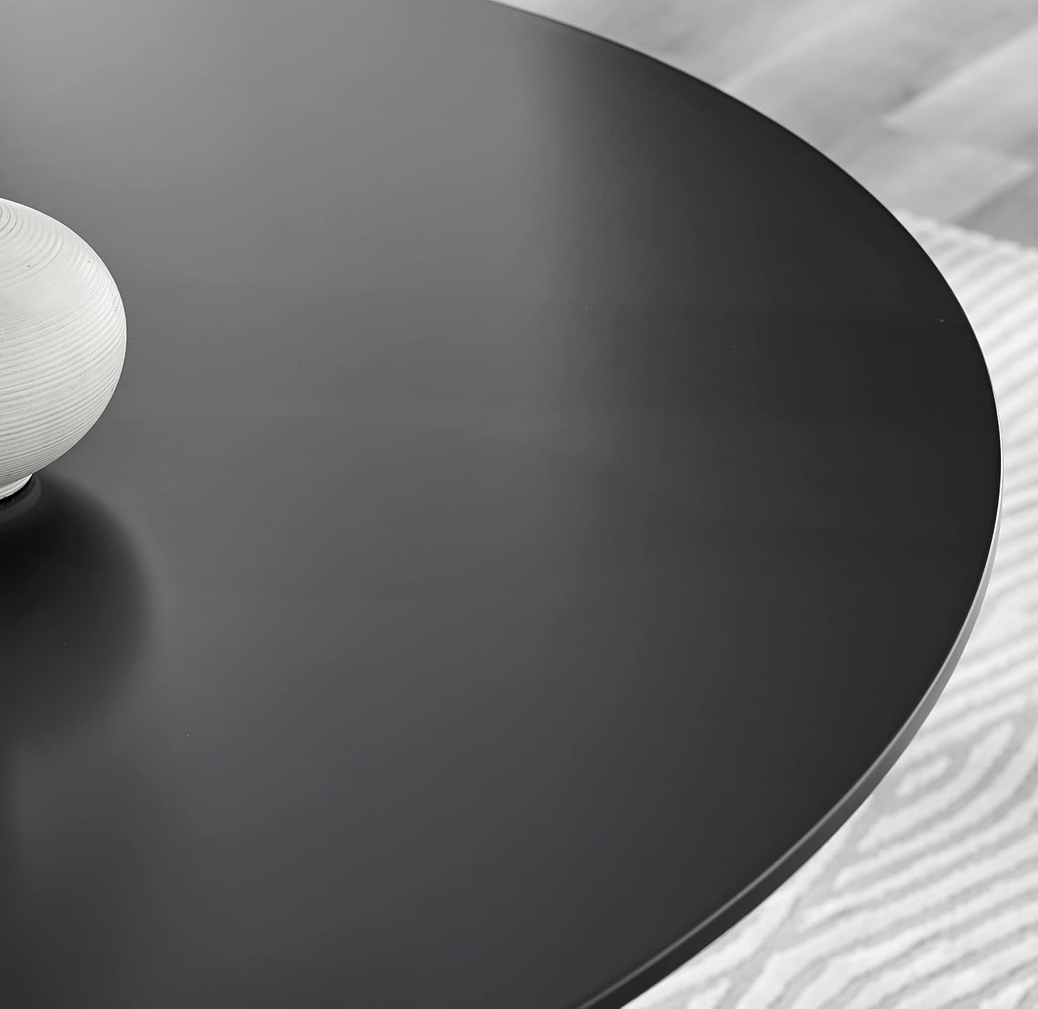 Black Round Pedestal Dining Table 120cm Semi-Gloss 4–6 Seat Modern