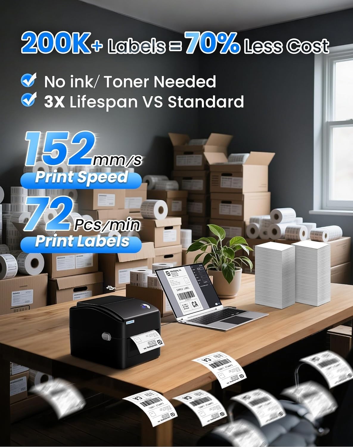 420B USB Thermal Label Printer | 4x6 Shipping Labels | Windows Mac Linux