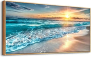 Sunrise at Sea Canvas Wall Art 20x40 in Wooden Framed Modern Decor