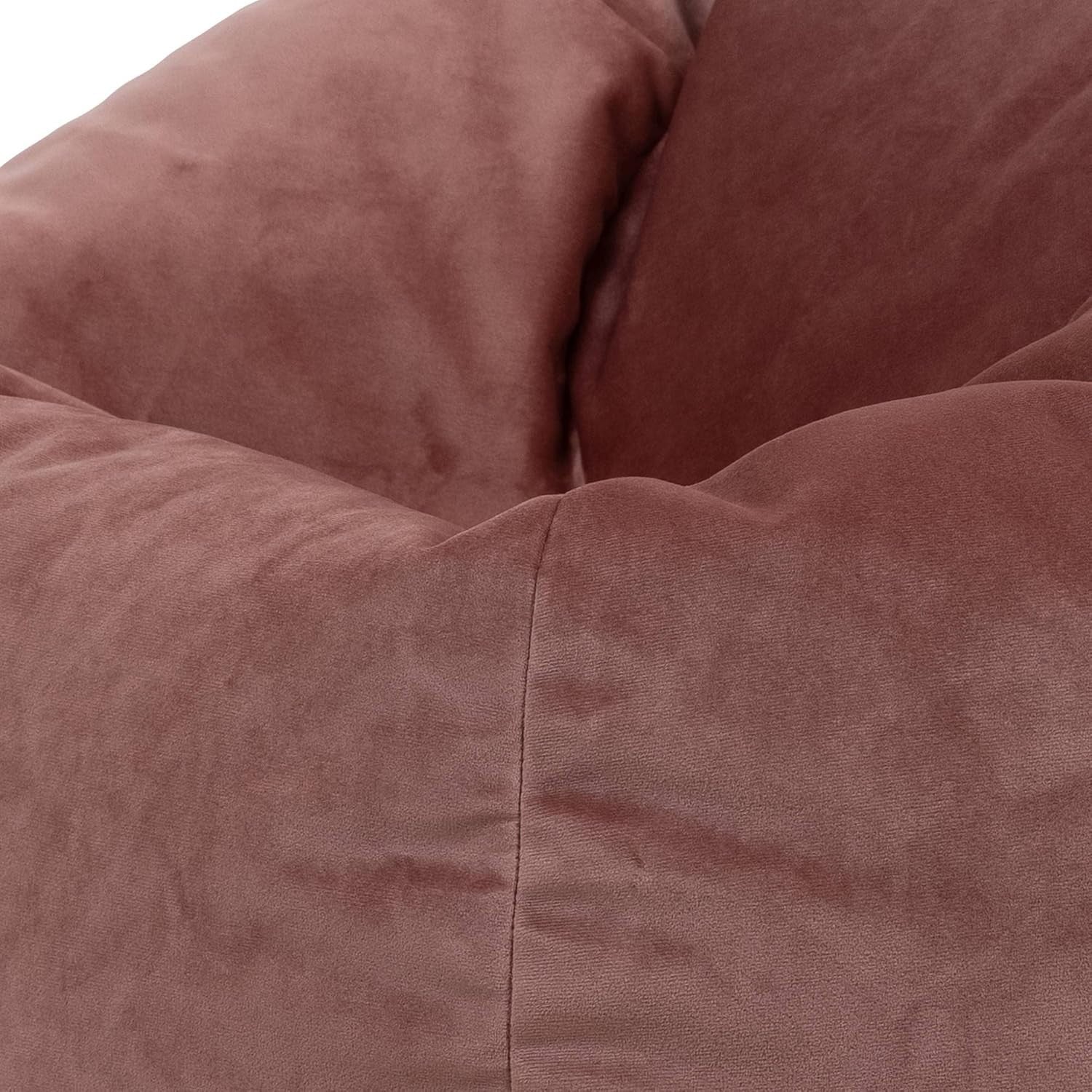 Velvet Bean Bag Chair w/ Footstool Dusk Pink Adult Size Luxury Seat