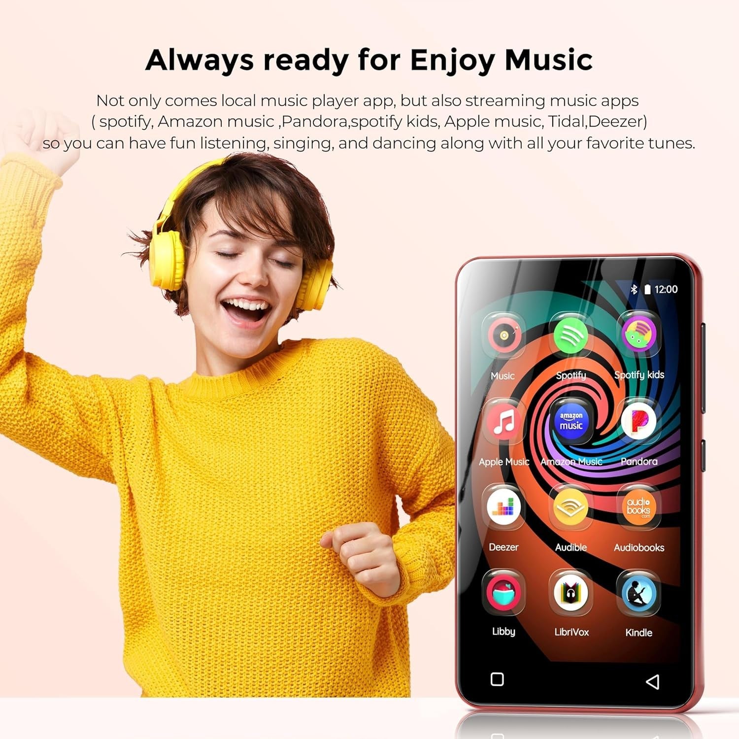 160GB MP3 MP4 Player Black Red 4" Touch WiFi Bluetooth Spotify