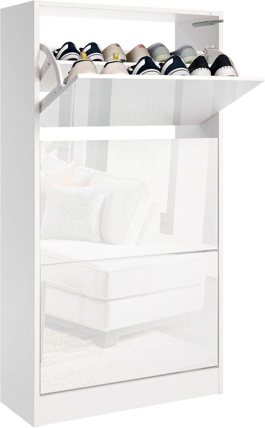 White High Gloss 3 Drawer Shoe Cabinet Modern Slim Storage Unit Hallway