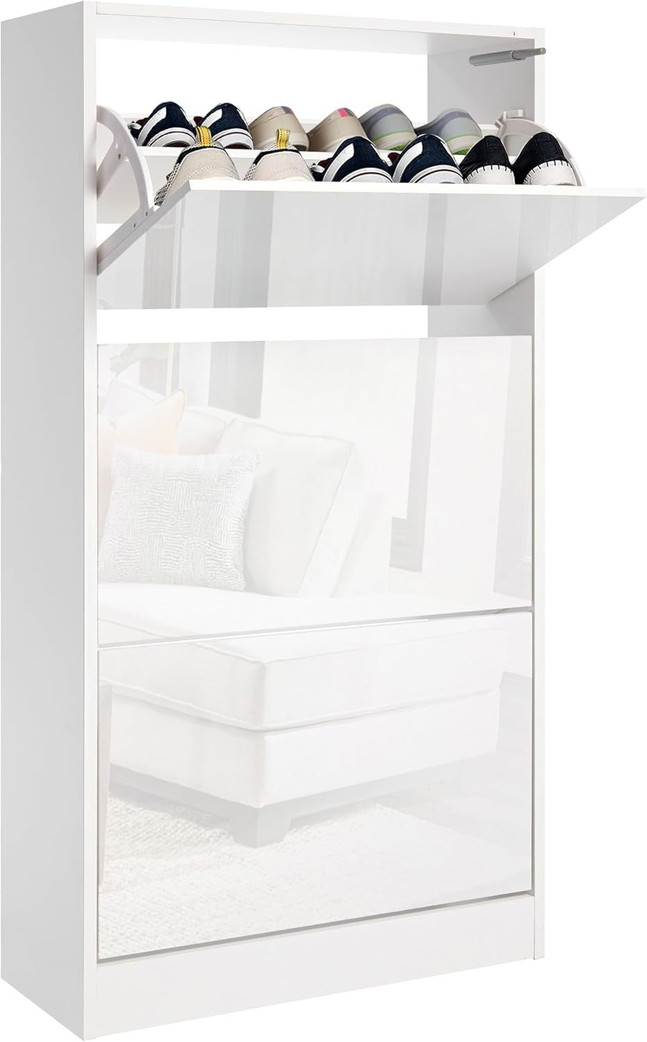 White High Gloss 3 Drawer Shoe Cabinet Modern Slim Storage Unit Hallway