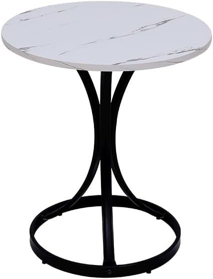 Round White Marble Coffee Table – Modern 50cm Small Sofa Side End Table