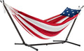 Double Cotton Hammock with Stand – 280cm Patriotic Outdoor Bed, 2 Person Relax