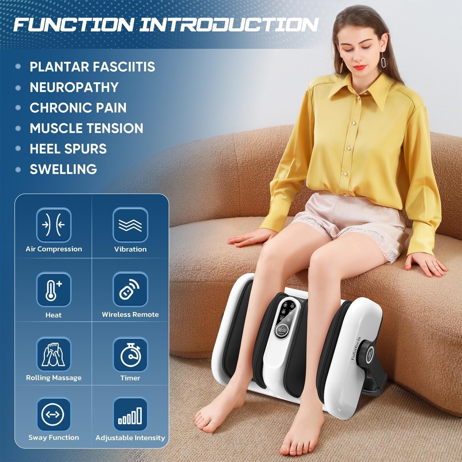 Deep Kneading Foot Massager with Heat & Air Compression for Legs & Calves