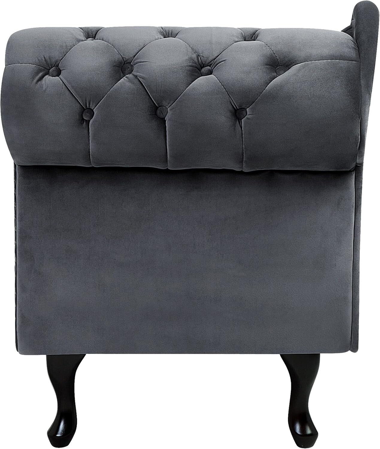 Right Hand Velvet Chesterfield Chaise Lounge Grey Tufted Sofa for Living Room