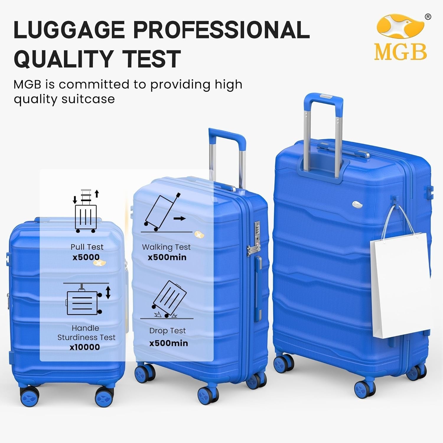 20 Inch Hard Shell Cabin Suitcase PP Lightweight 4 Spinner Wheels TSA