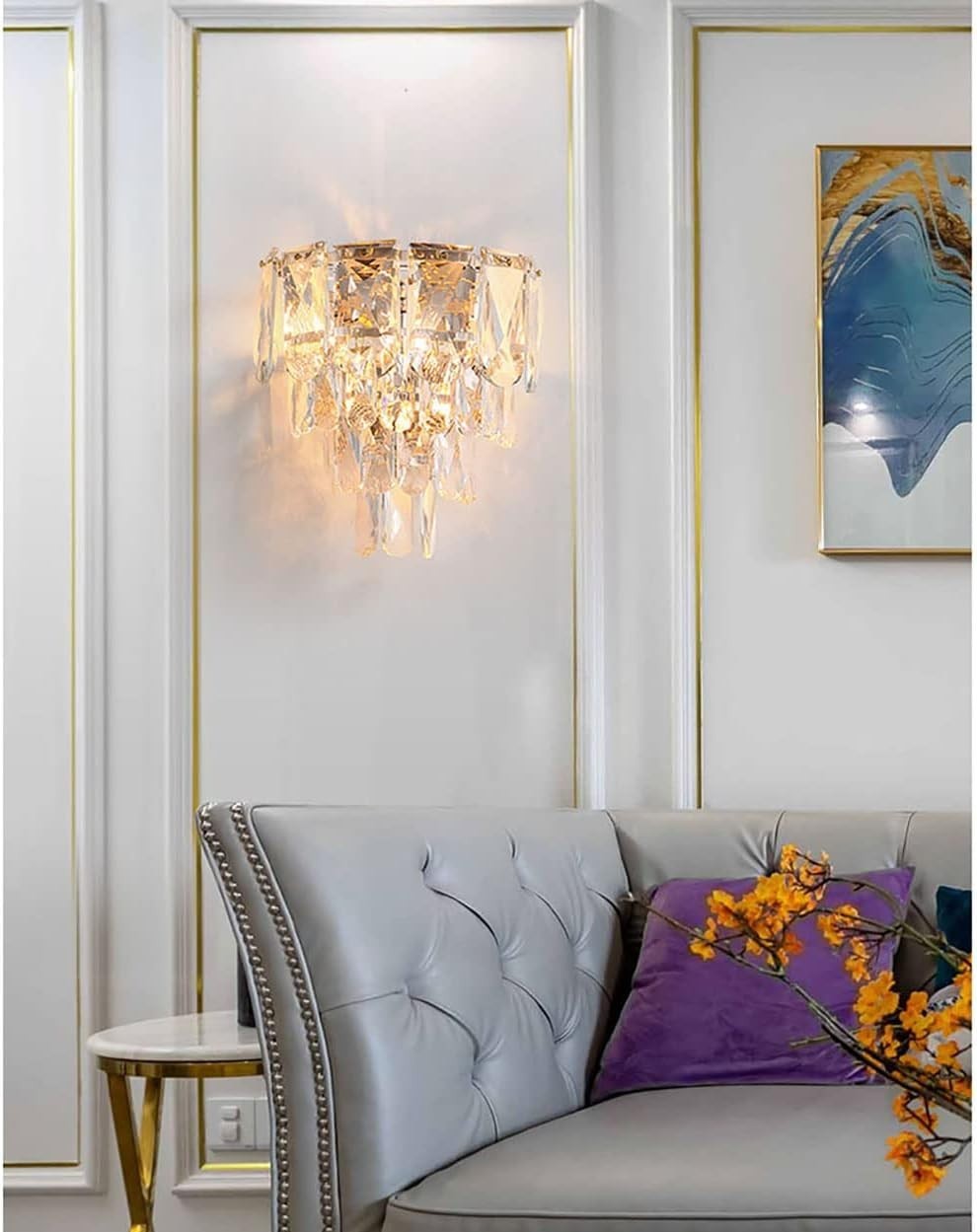 Gold Crystal Wall Light E14 Modern Sconce for Bedroom Hotel Hallway