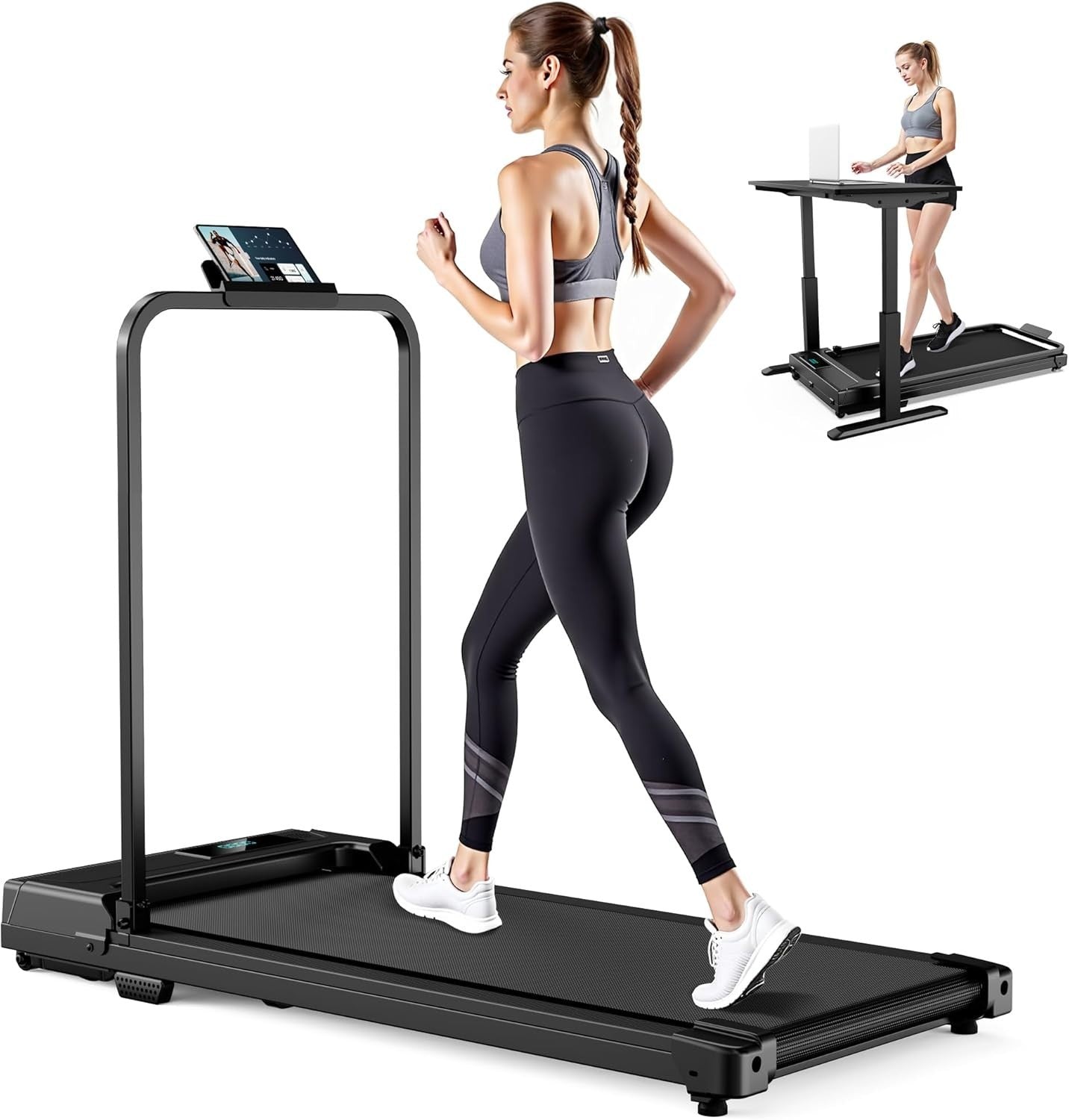 Under Desk Treadmill Walking Pad With Handle Remote LED 6km/h Home Office