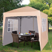 2x2m Pop Up Gazebo Waterproof w/ Sides Beige Silver Protective Canopy