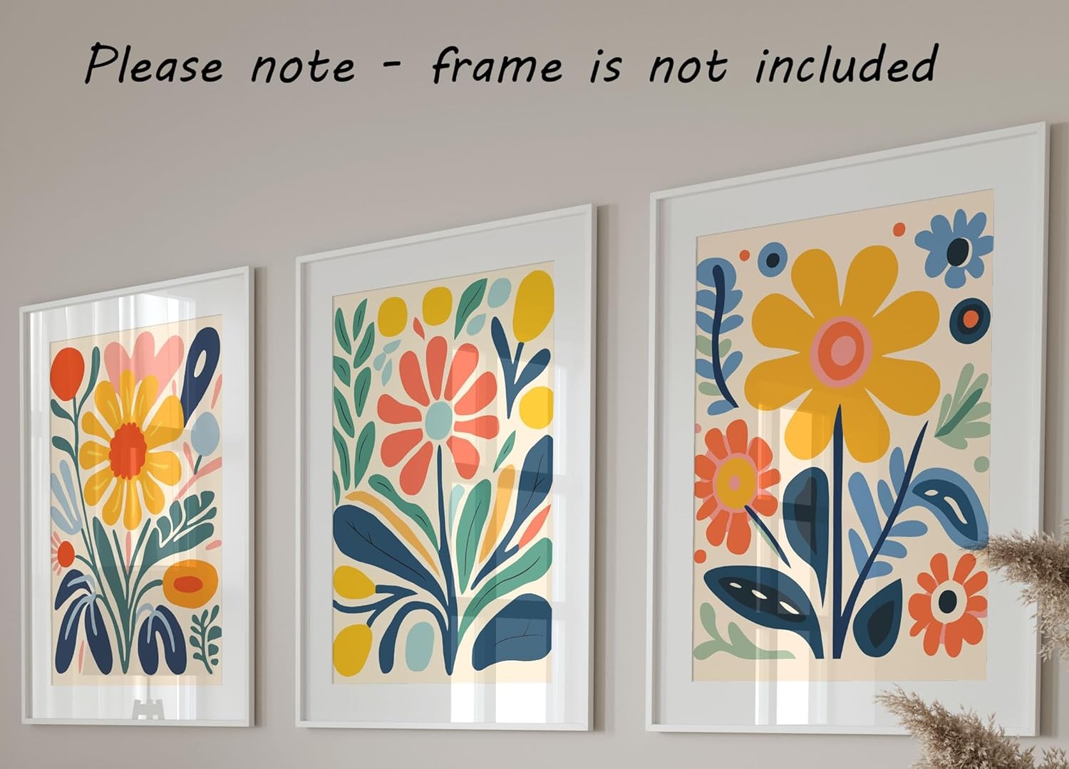 Retro Floral Wall Art Set of 3 A4 Unframed Groovy Posters