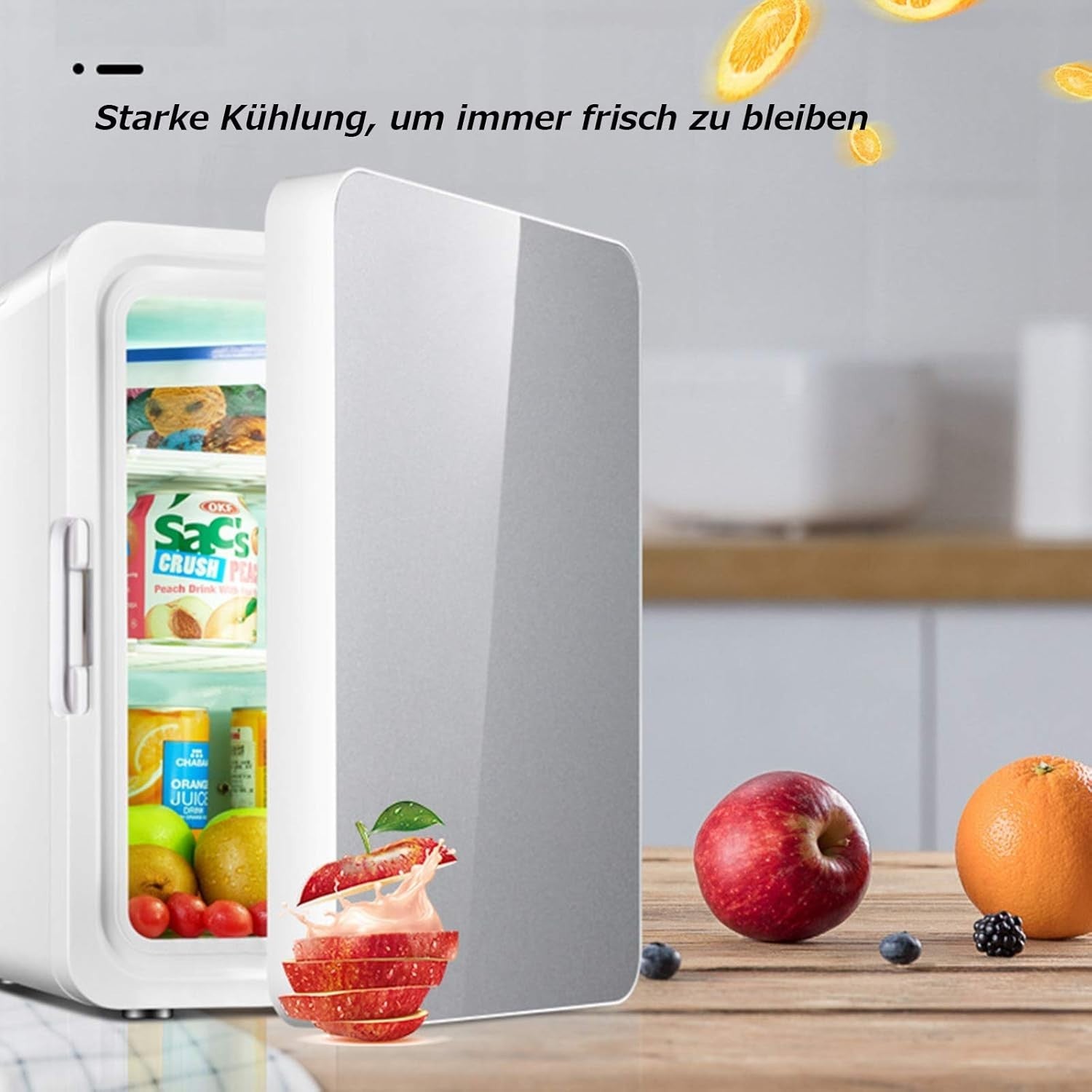 10L Mini Fridge Portable Gold Glass Door AC/DC Bedroom Camping Use