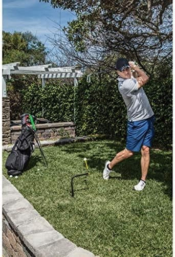 Golf Swing Trainer Practice Aid w/ Adjustable Ball Height Feedback