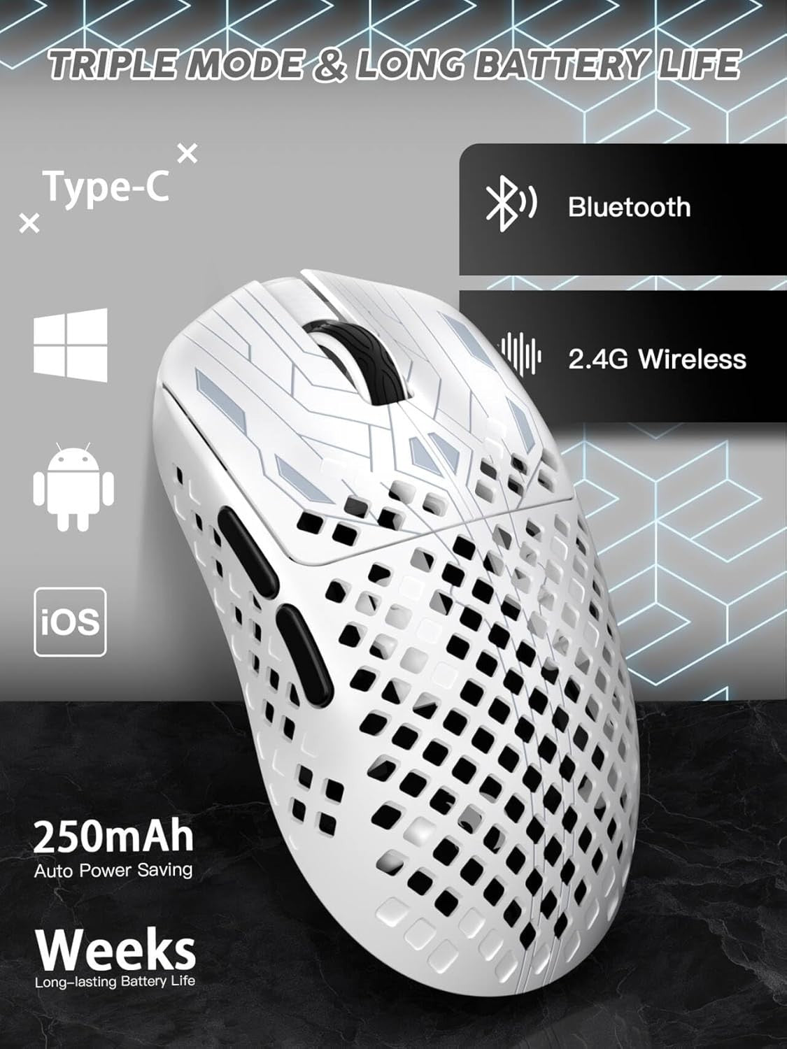 40K DPI Ultra-Light Wireless Gaming Mouse 41g Carbon FPS RGB
