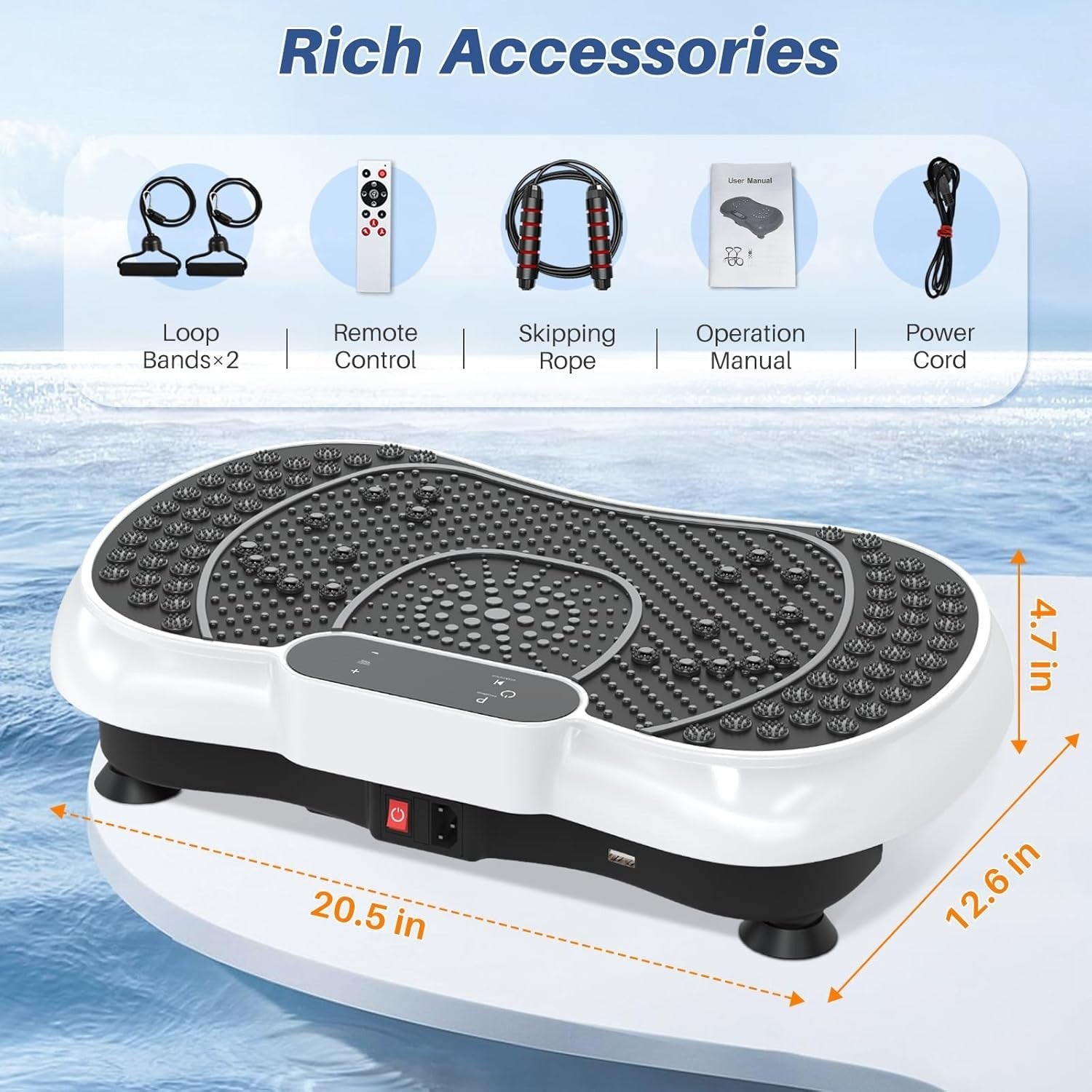 Pearl White Vibration Plate Exercise Machine 100 Speeds 450lb Home Workout