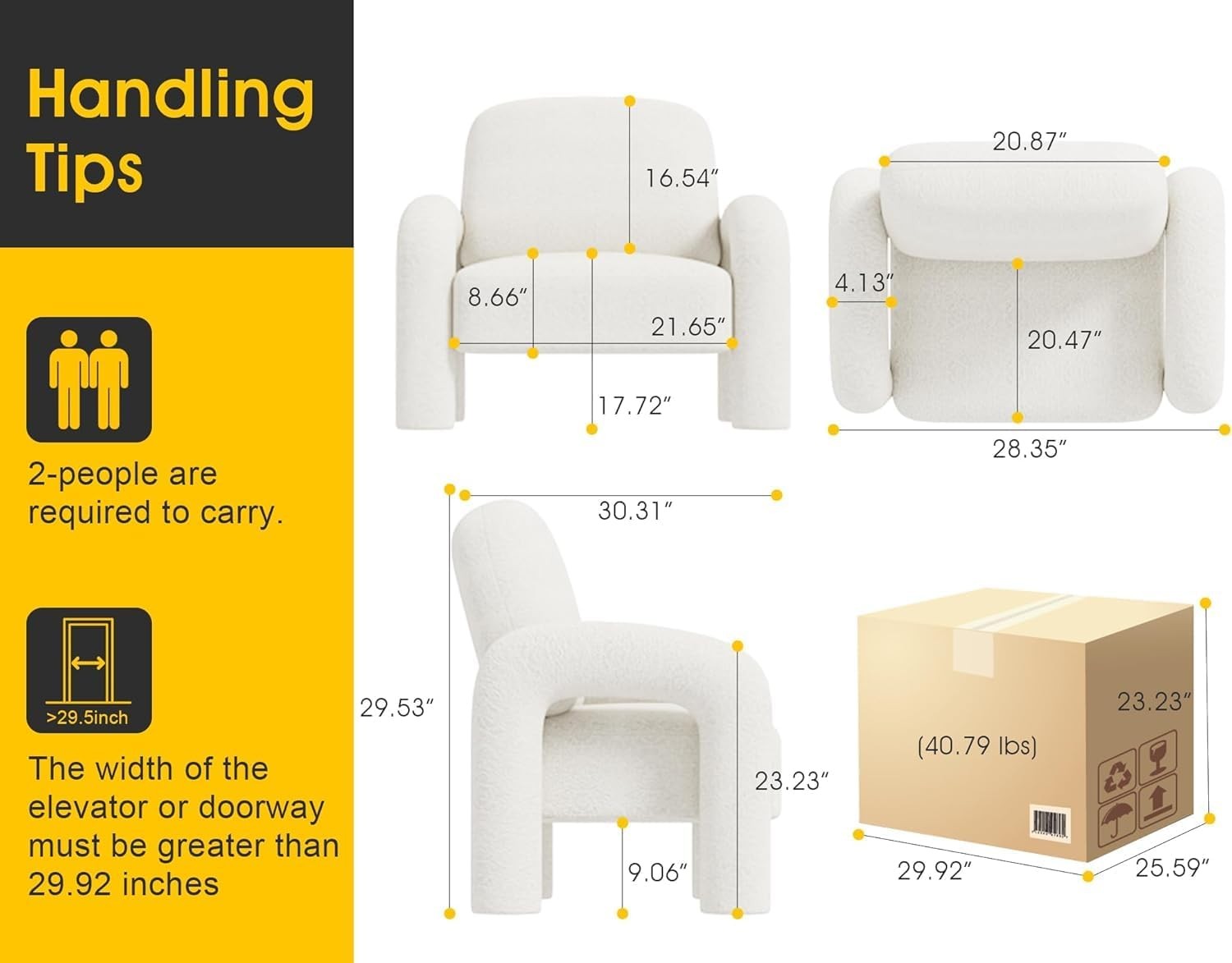 Sherpa Accent Armchair Teddy Upholstered Lounge Reading Chair Cream