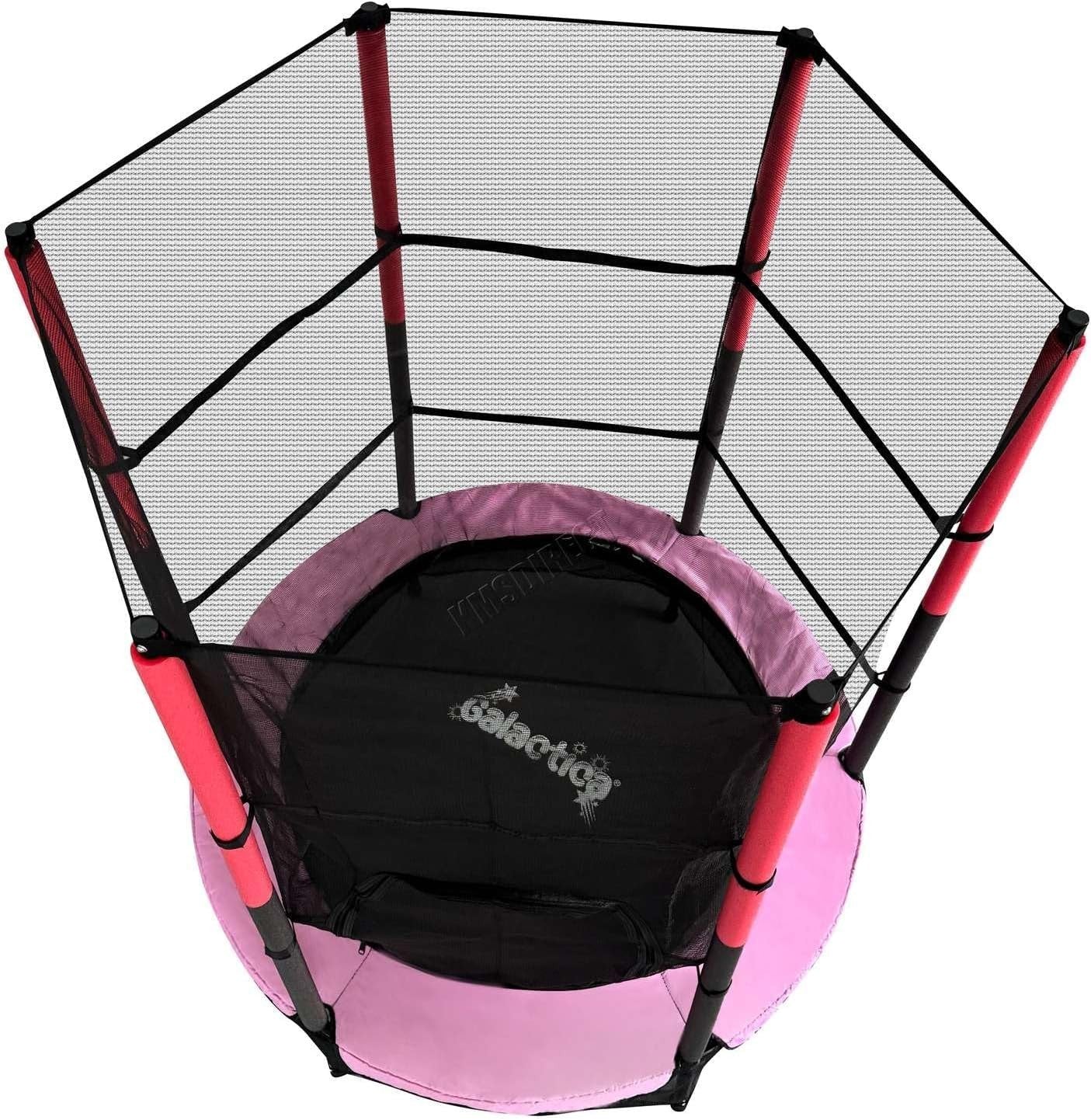 55” Kids Mini Trampoline w Safety Enclosure Indoor Outdoor Junior Play