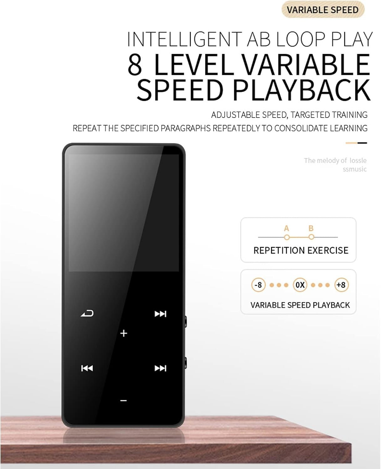 Bluetooth 5.0 MP3 MP4 Player 1.8" Touch 8GB HiFi Black