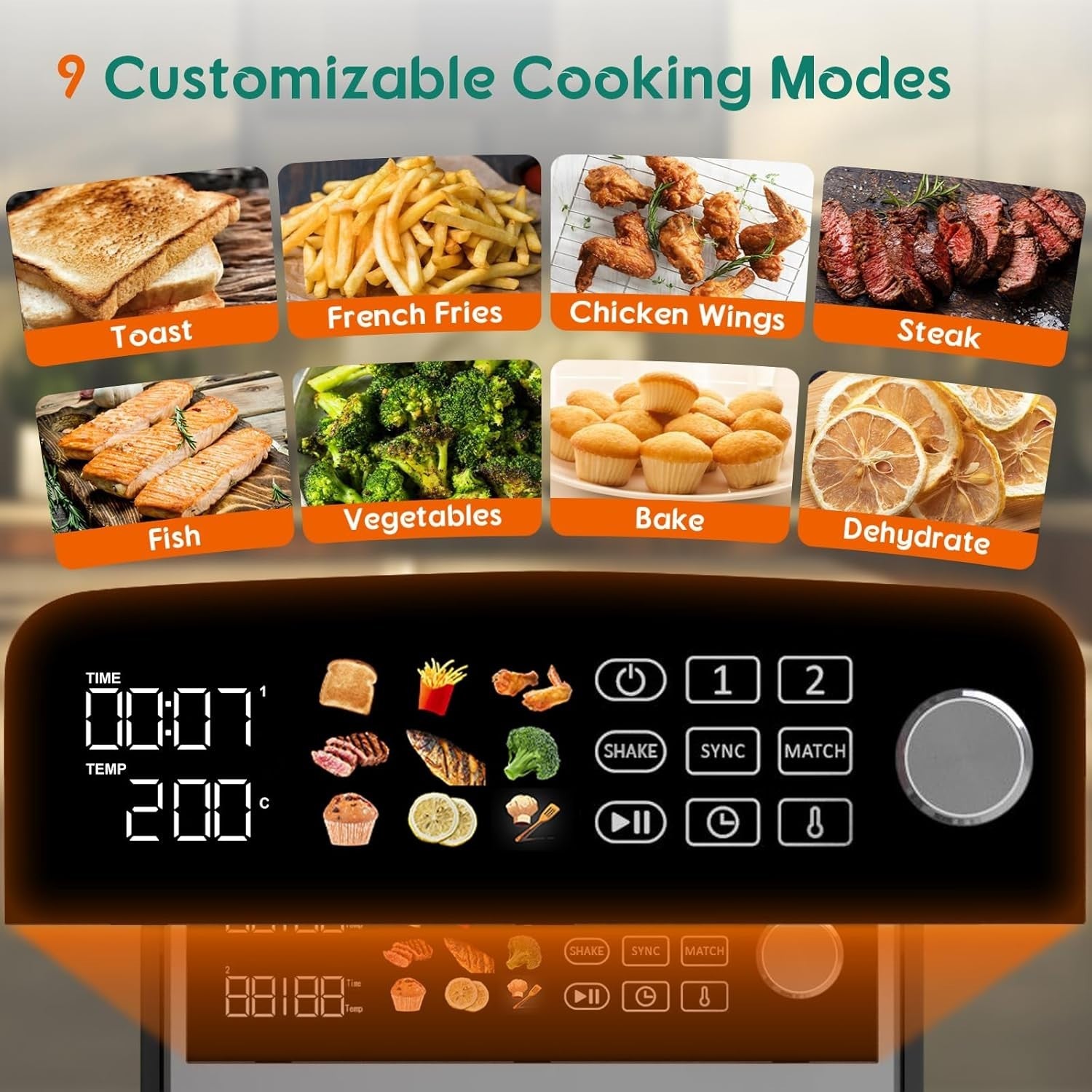 Double Stack Dual Zone Air Fryer 10L | 2 Drawers, 9-in-1, Sync/Match, 2400W