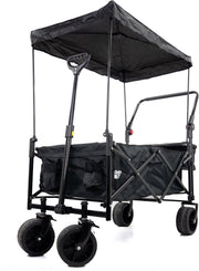 120L Folding Garden Trolley Wagon Cart With Canopy & Brakes Outdoor