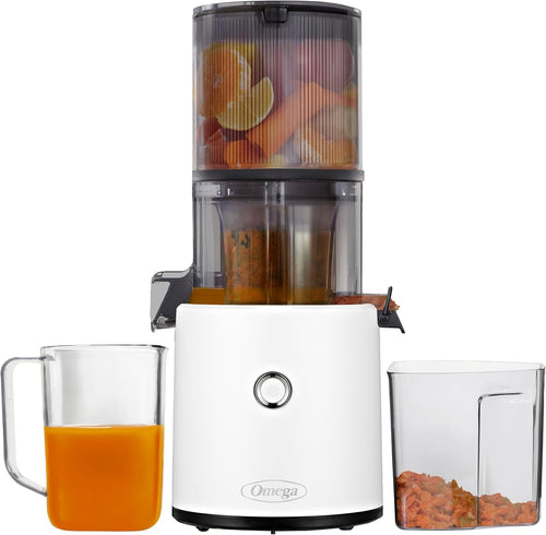 White Cold Press Juicer 2L Extra Large Hopper Auto Reverse Batch Juicing