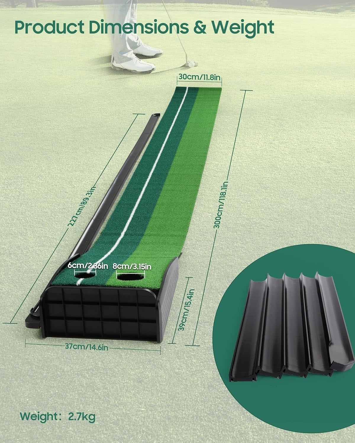 Golf Putting Mat Auto Ball Return Indoor Trainer with Balls Home Office