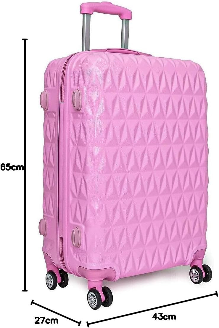 24 Inch Medium Hard Shell Suitcase Lightweight 4 Spinner Wheels Lock Pink