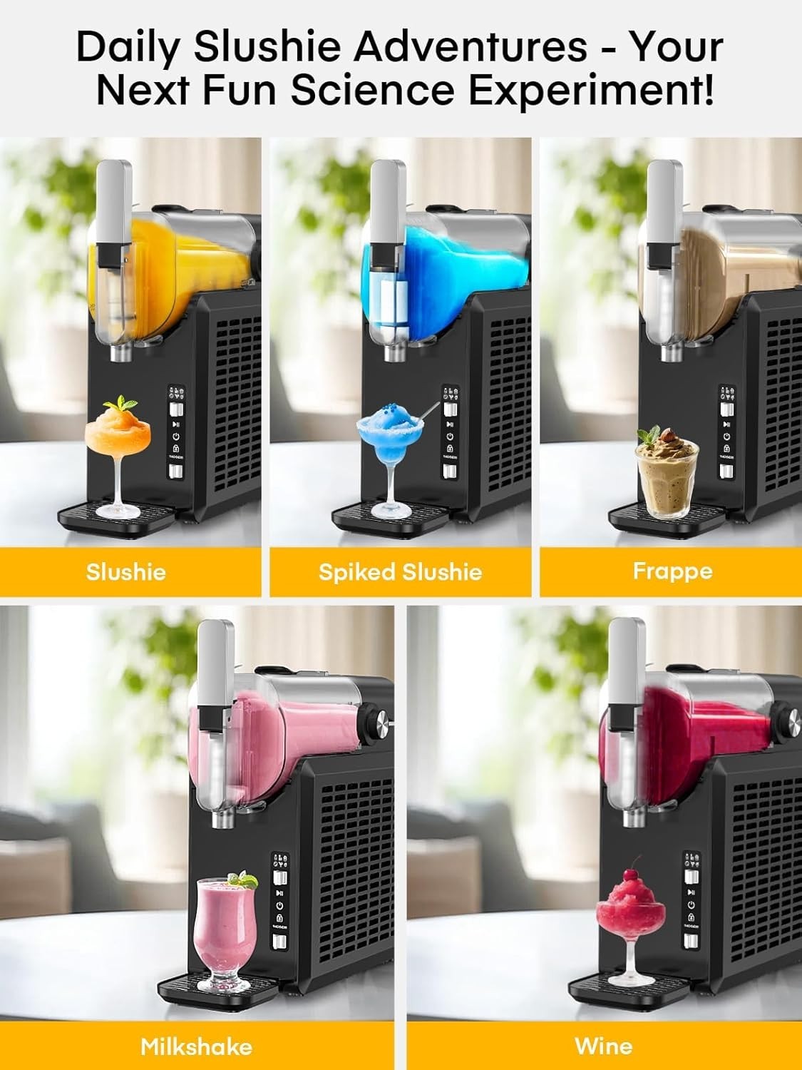 Frozen Drink Maker Slush Machine 2L Self Cleaning 5 Presets No Ice