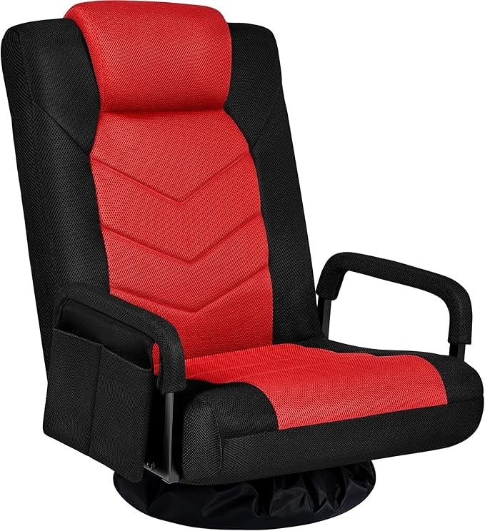 Yaheetech Swivel Gaming Chair w/ Footrest Black & Red