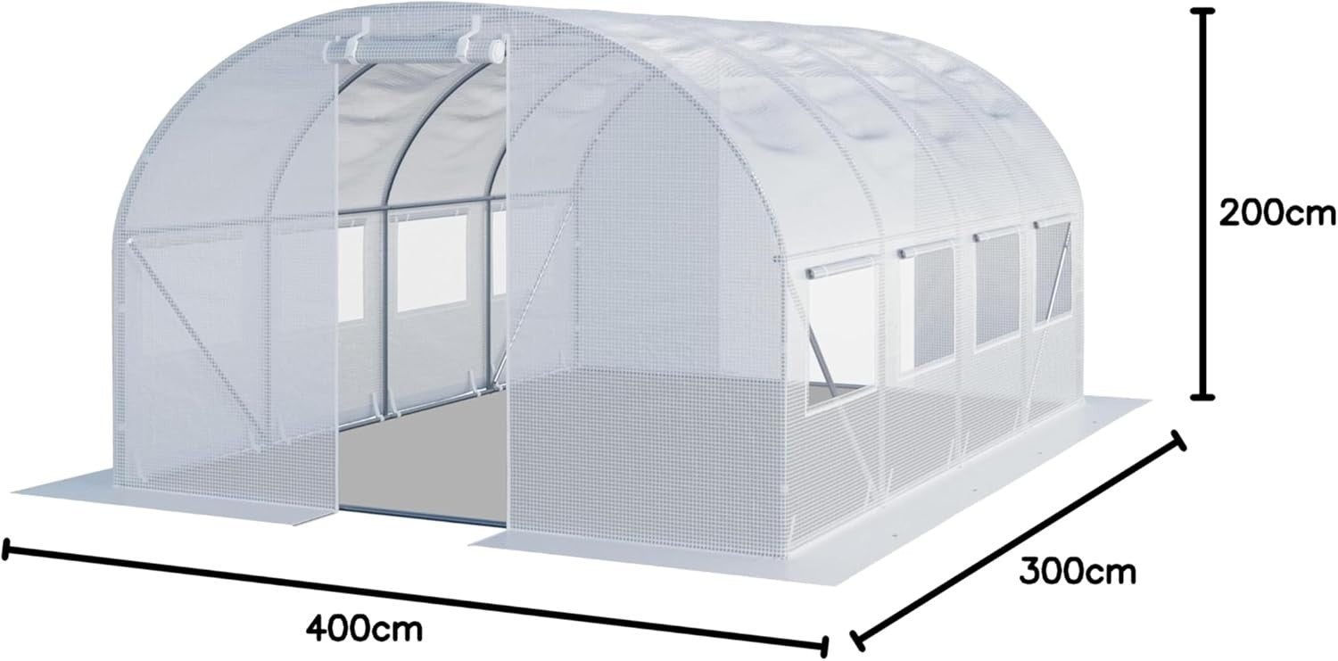 Heavy Duty 3×4m Polytunnel Greenhouse with Windows | Steel Frame | UV Resistant