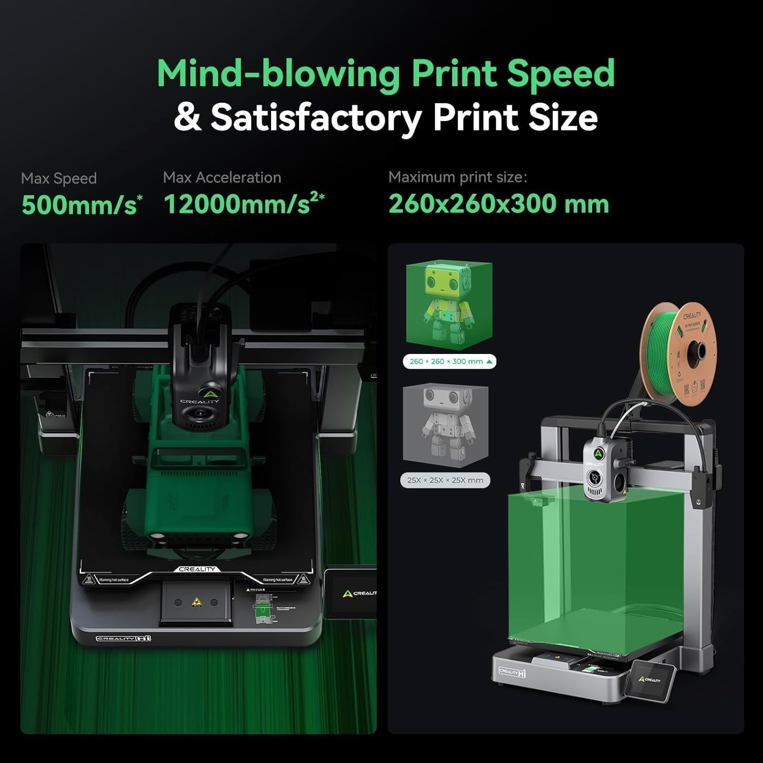 Multi Color 3D Printer 500mm/s High Speed Auto Level Large Build