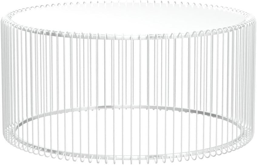 Luxury Silver Round Glass Coffee Table Set of 2 – Modern Wire Design