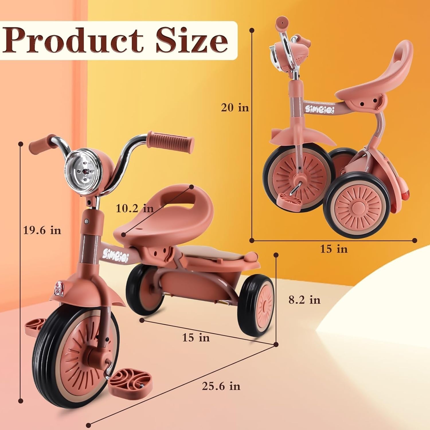 Foldable Toddler Tricycle 3 Wheel Kids Bike Music Lights Storage 1-4Y