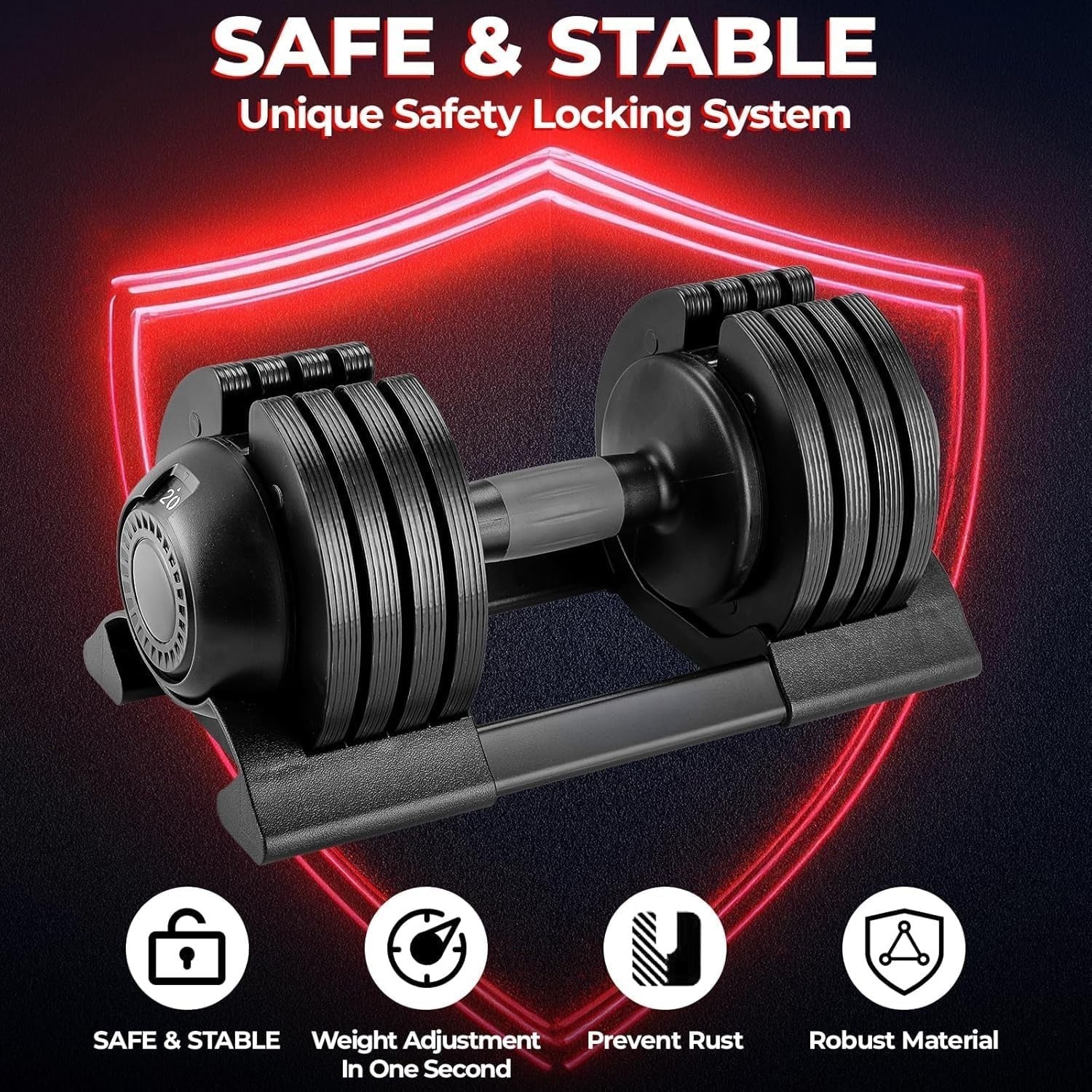 40kg Adjustable Dumbbell Set Pair 5-in-1 Quick Change Non-Slip Home Gym
