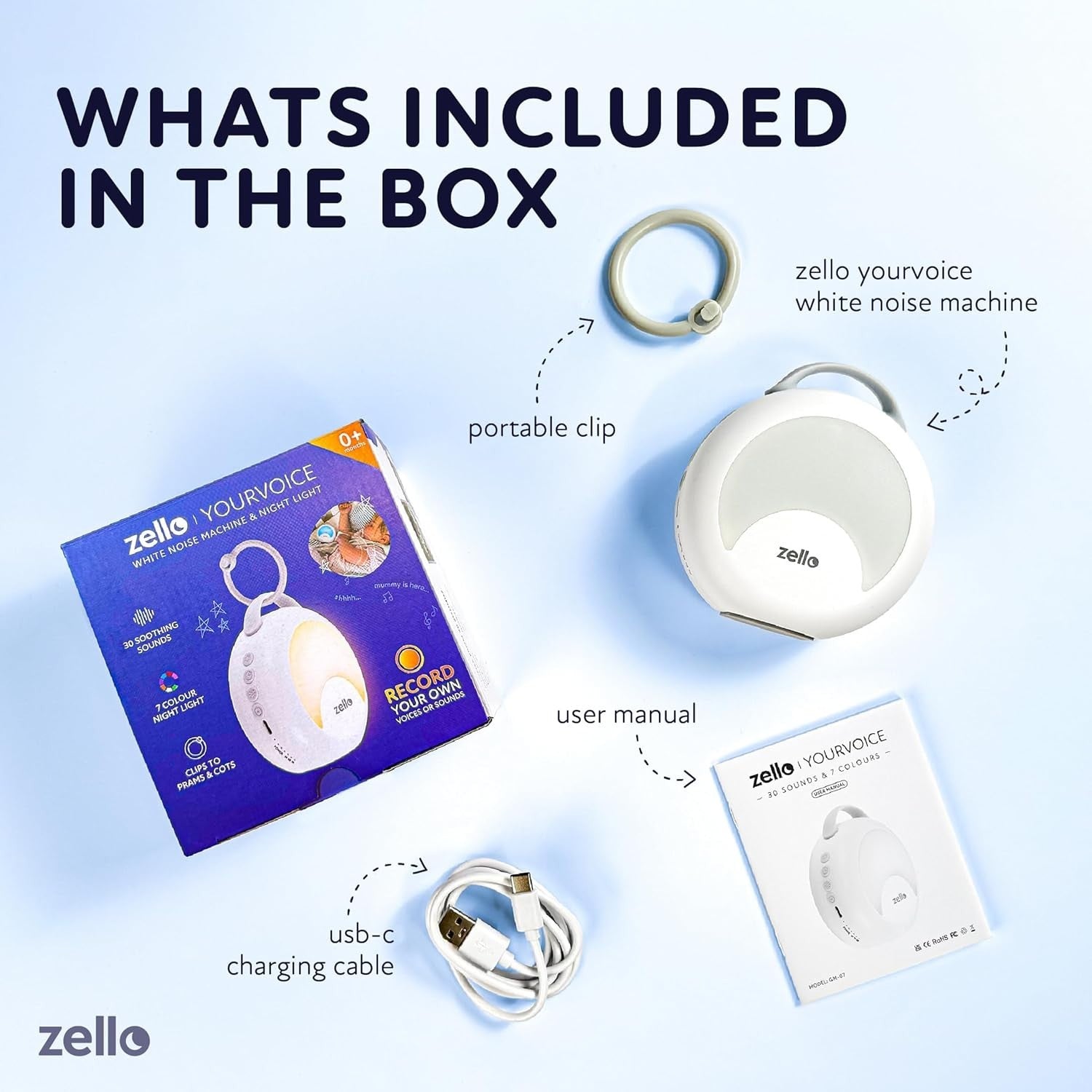 Portable Baby White Noise Machine Night Light Rechargeable Travel Sleep Aid