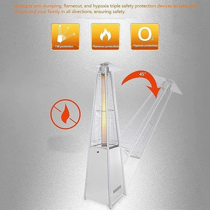 Outdoor Patio Heater 48000 BTU Pyramid Gas Heater Stainless Steel 224cm Safe