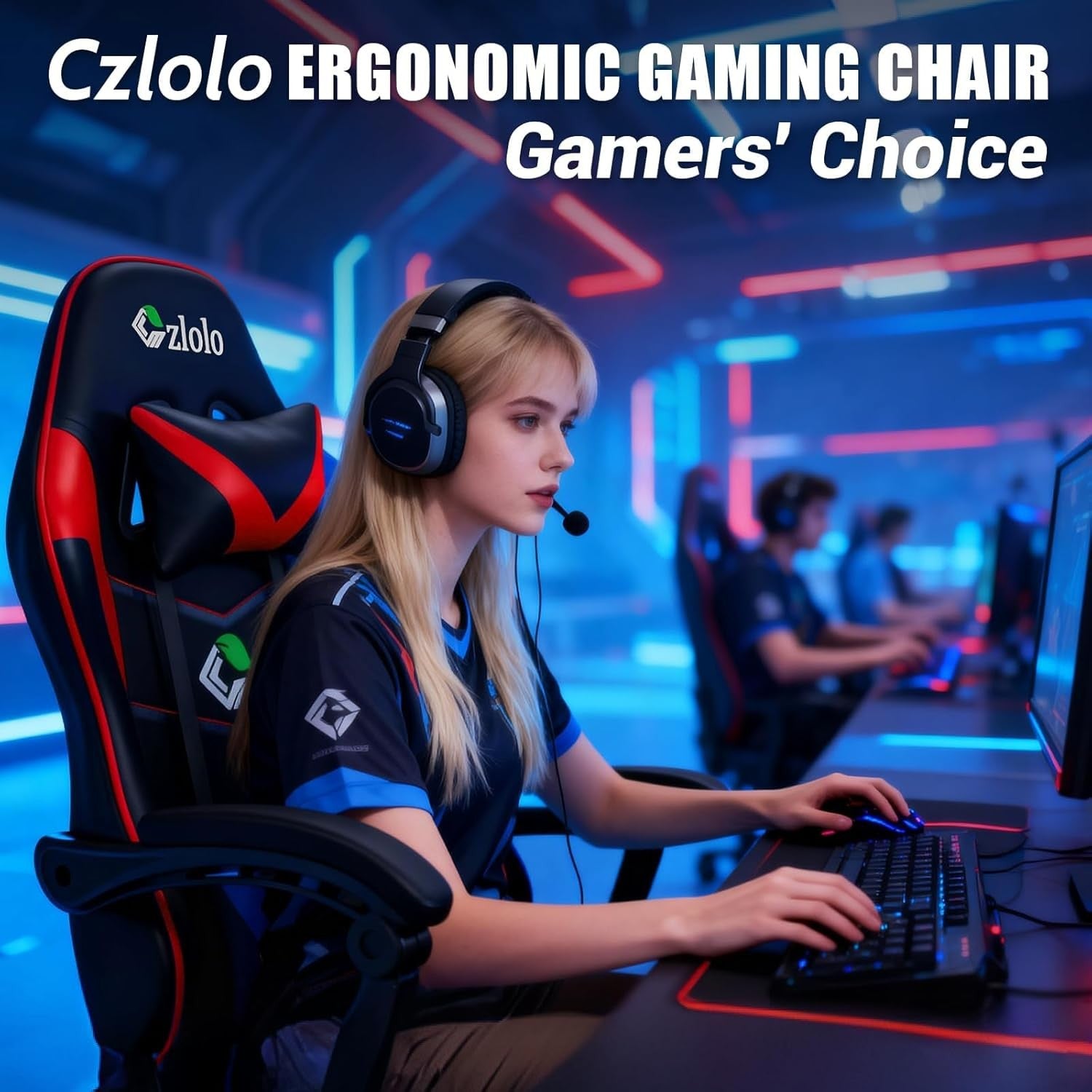 Gaming Chair w/ Footrest Reclining Racing Office Chair Red